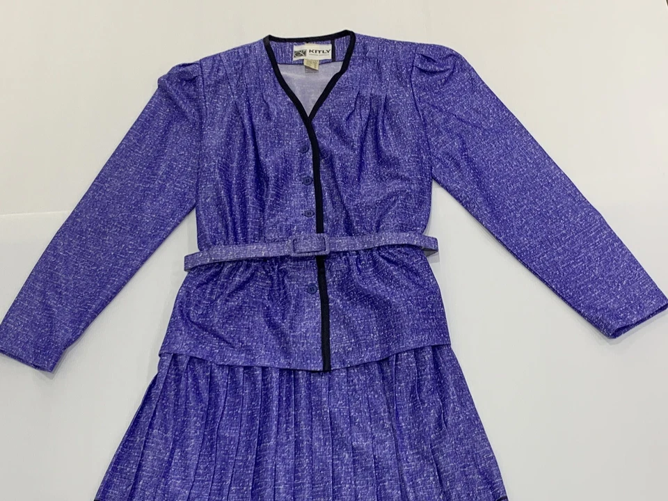 Vestido azul cintura elástica diseño KITLY FASHIONS vintage años 70 talla 10 para dama en muy buena condición Foto 4 de 4