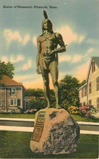 Postcard Statue Of Massasoit, Plymouth, MA