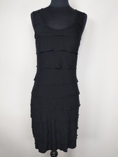 Calvin Klein Black Shutter Pleat Tiered Stretch Sleeveless Bodycon Dress Size 2