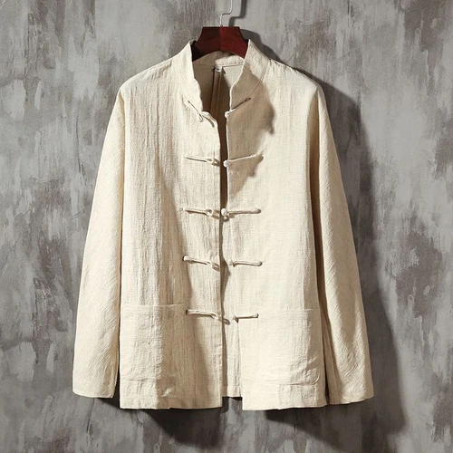 Chinese Tang Traditional Suit Men Retro Shirt Kung Fu Tai Chi Jacket Hanfu Top - Foto 24 di 31