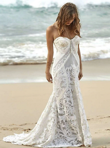 Details Zu Sexy Boho Lace Vintage Gypsy Carnaby Hippie Backless Beach Bridal Wedding Dress