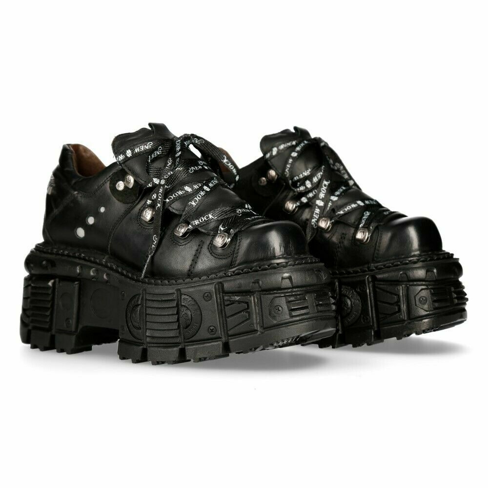 New Rock Boots M-TANK120N Unisex Black 100% Leather Goth Platform