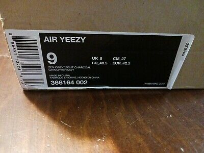 Nike Air Yeezy 1 Zen Grey Size 9 UK 8 , in box, worn once OFFICIALLY LEGIT