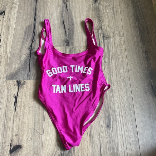 Private Party Pink Ladies High Cut One Piece Swimsuit Size M/L EUC
