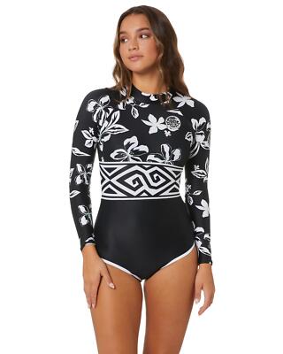 Rip Curl Womens 6 TIKI TIDE LS BACK ZIP Onepiece Surf Suit Bikini - WLY2WW Black