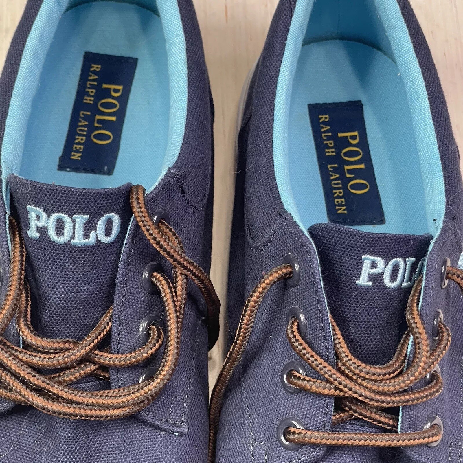 PONY POLO RALPH LAUREN Uomo Felton Sneakers 10 D Blu Tela Stringate Scarpe a Ponte