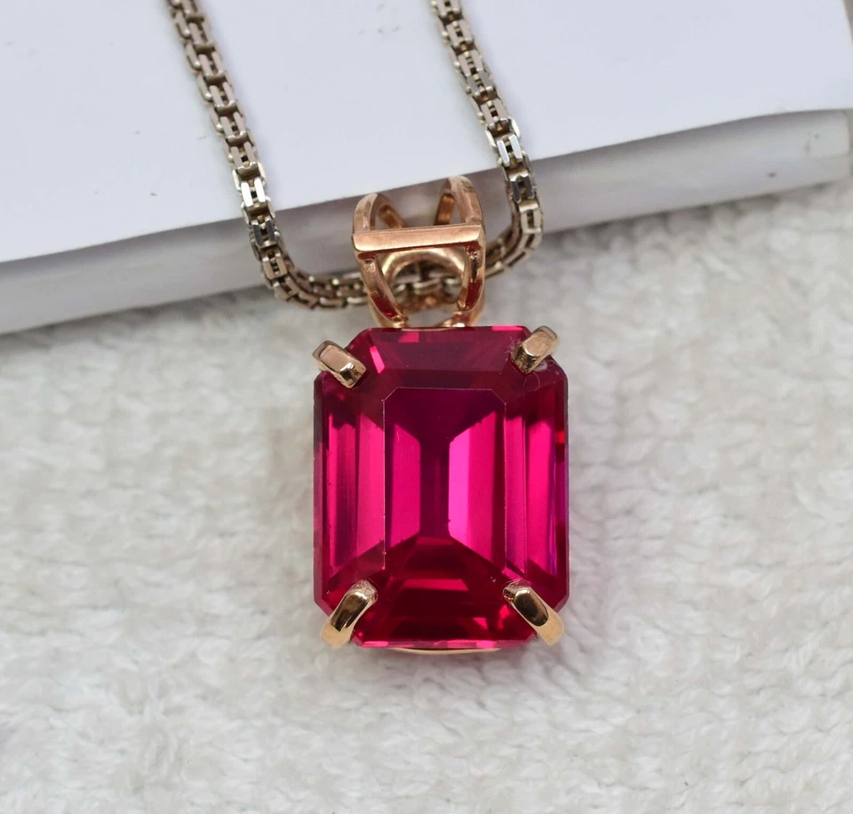 Natürlich Rot Rubin 925 Sterling Silber Anhänger 18 X 14 MM Smaragd Zertifikat - Bild 2 von 4