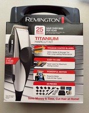 NEW Remington Titanium Haircut Kit 25 Pieces HC822 Includes, Case, Cape  More 