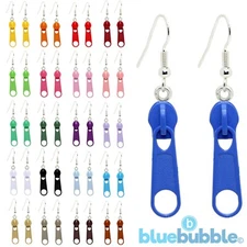 Bluebubble ZIP IT Dangle Earrings Funky Fun Kitsch 80s Cool Rock Chick Emo Goth