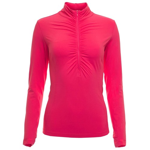 NWT Ladies IBKUL Watermelon Long Sleeve Ruched Mock Golf Shirt XS S M L