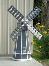 5 ft. Octagon (8 sided) Poly Dutch Windmill (Gray with White Trim)