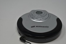 Silver Hifisonic CD Player With Black Earphones and Instructions