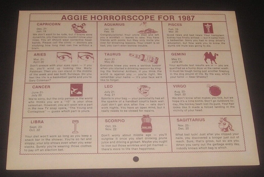 Texas A&M University - 1987 Texas Aggies Calendar Page - No Trampoline  Champs | eBay