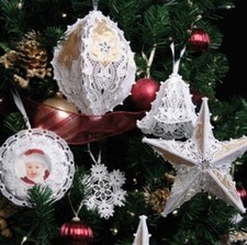MACHINE EMBROIDERY DESIGNS USB - WHITE CHRISTMAS FS LACE ORNAMENTS 4X4 5X7 6X10