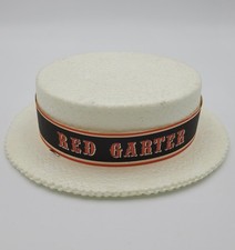 Vintage Red Garter Hat Styrofoam with Paper Ribbon Barbershop Quartet