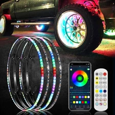 (4pcs/set) 15.5" RGB LED Wheel Ring Lights Magic Dream Color Neon Rim Light with