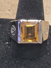Men's Sterling Silver Citrine Ring Sz 10.5