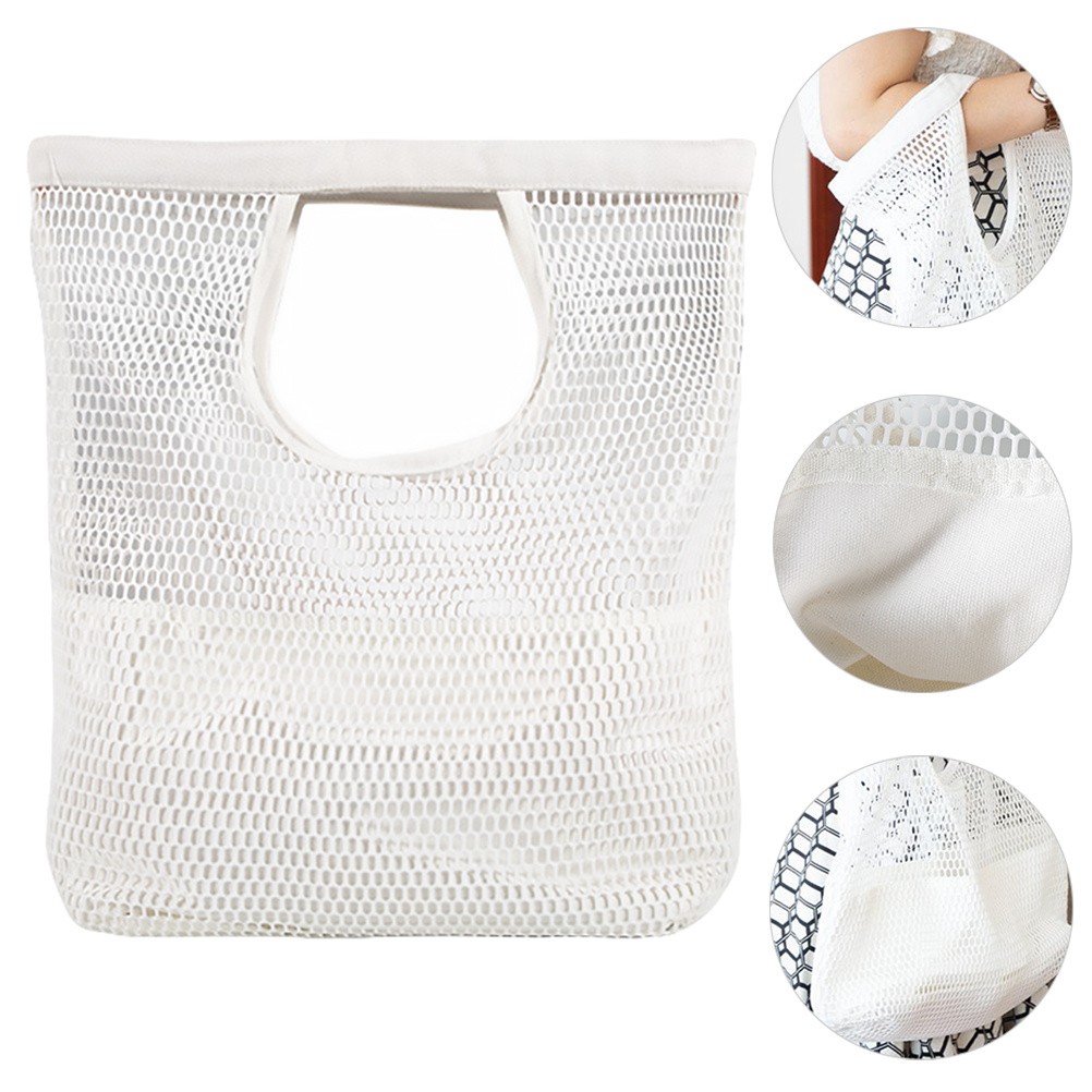 Bolsa de compras portátil de alta capacidad de 1 pieza con diseño de malla Bolsa de playa