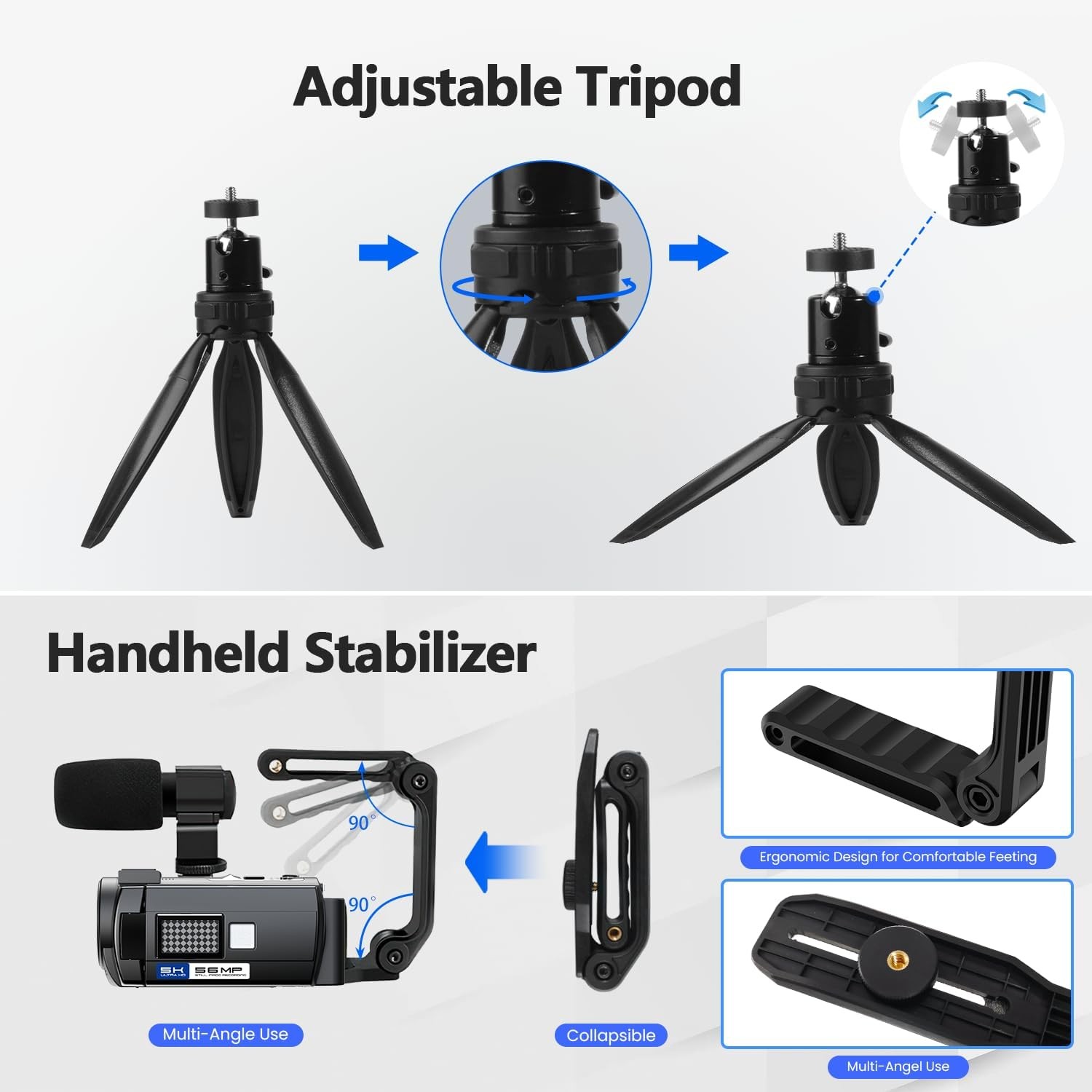 🔥5K 56MP Video Camera Camcorder WiFi Night Vision Touch with Microphone, Tripod