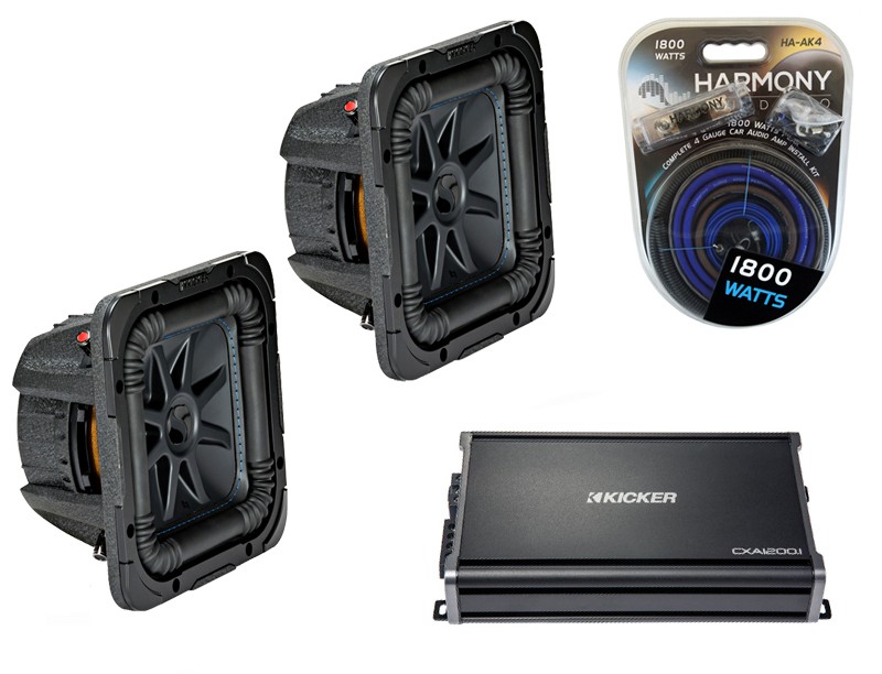 Kicker 44L7S82 Solo-Baric 8" Subwoofer Square 900W Dual 2 Ohm W/CX1200.1 Amp Kit