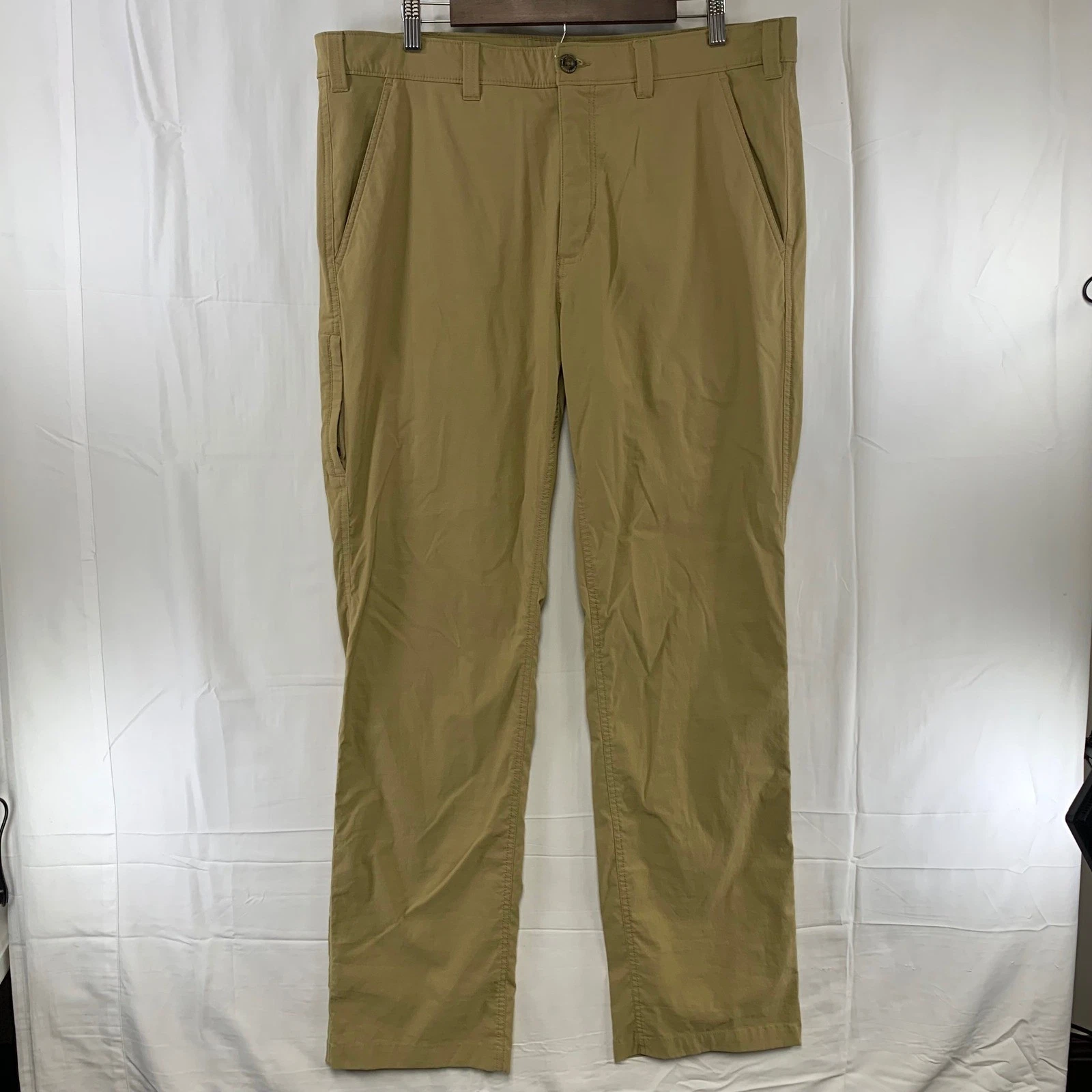 Eddie Bauer Travex Pants Mens 38x34 Tan Stretch Nylon Hiking Chino