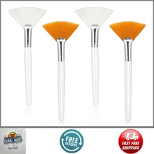 4pcs Fan Brushes for Facials Soft Applicator Makeup Brush Set White Orange