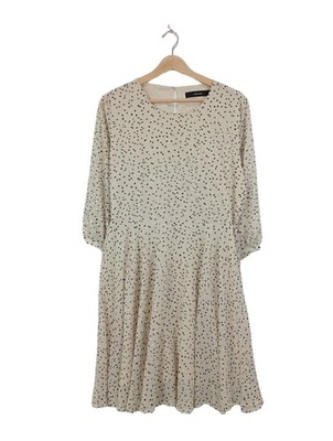 VERO MODA Langarmkleid Damen Kleid Gr. DE 40 creme-silberfarben-schwarz Elegant