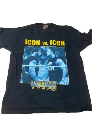 Vintage WWE WrestleMania X8 Icon vs Icon Large Black Wrestling Shirt