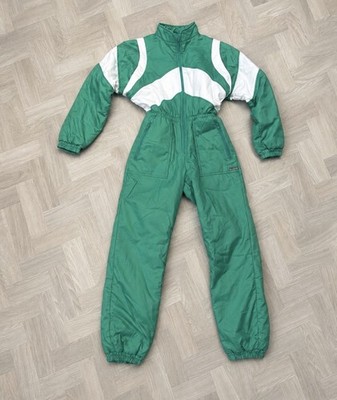 Vintage SIMAC Skianzug Schneeanzug grün weiß Einteiler Italy Gr. 14 Retro 80er