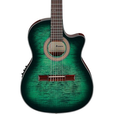 Ibanez GA35FMTCE Flamed Maple Top Classical AcousticElectric Guitar Emerld Brst