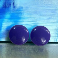 Vintage Light Purple silverTone Plastic Clip On Button Earrings 80s