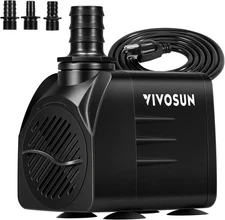 VIVOSUN 660GPH Submersible Water Pump, 2500L/H 35W aquarium 660GPH, Black 