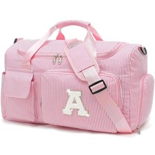 Pink Kids Travel Duffle Bag Dance Bag for Girls Initial Gym Bag with Shoes