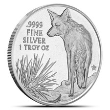 2016 1 oz Texas Mint Coyote Silver Round (New) 96.71 per troy oz