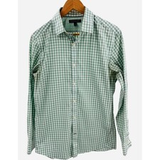 Banana Republic Tailored Slim Fit Green Gingham Check Dress Shirt size medium