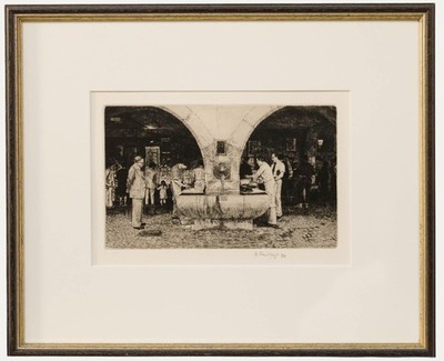 Wilfred R. E. Fairclough (1907-1996) - Gerahmte Radierung Von 1986, Italienis...