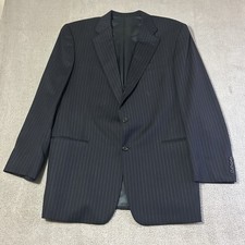 Hickey Freeman Pinstriped Sports Coat Men’s 44L Navy Blue Worsted Wool USA Made