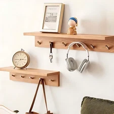 Rack Key Hooks Wall Mounted Leash Mask Holder Rustic Modern With Storage