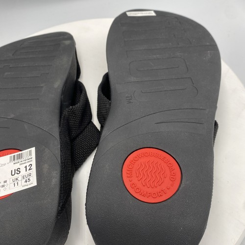 Mens Fitflop Sling Weave Toe Thong Sandals Black Uk 11 New Comfort AP9001 - Picture 5 of 7