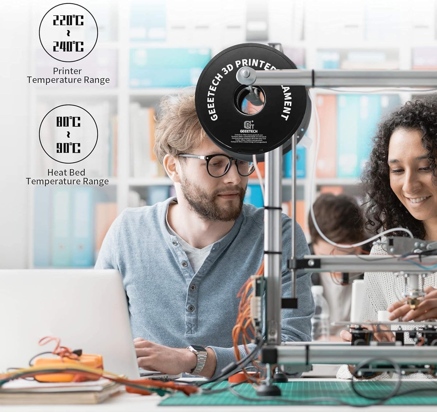 10Rolls GEEETECH PETG filamento nero stampante 3D potente materiale di consumo foto 4