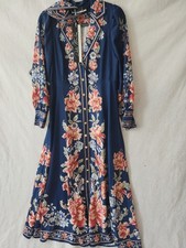 Dalia MacPhee Long Sleeve Mock Neck Floral Maxi Dress With Belt SZ M, L
