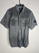 Harley Davidson Mechanic Shirt Medium Black Gray Embroidered Garage Button Up