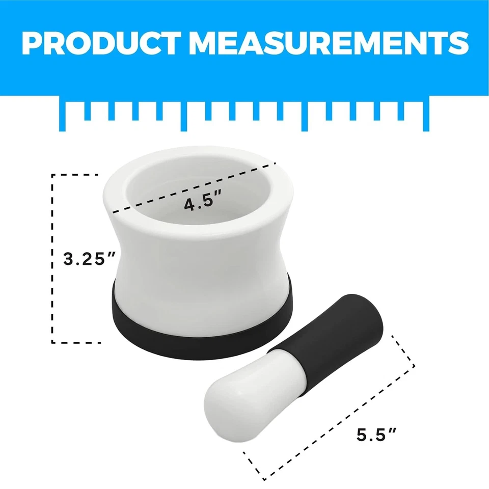 Juego de mortero y mortero con mango y base de silicona antideslizante, pequeño mortero cerámico Foto 3 de 4