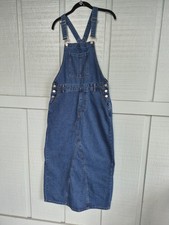 Denim Bib Overalls Maxi Dress Medium Hippie Boho