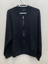 Elie Tahari Men's XL Black Full Zip Sweater Viscose Blend NWT