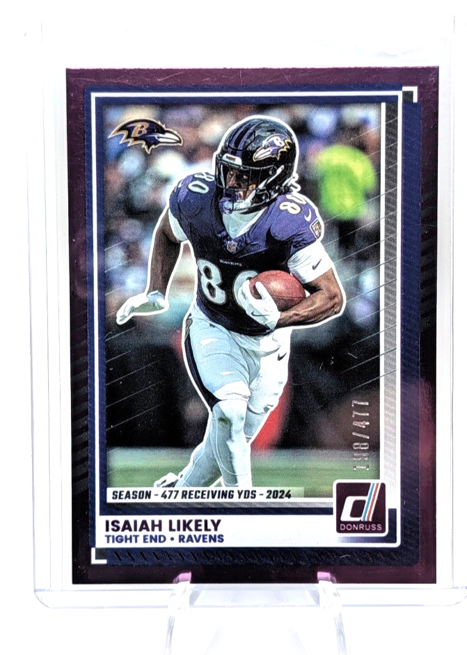 2025 Panini Donruss Stat Line Isaiah Likely #133 /477 Baltimore Ravens Giants