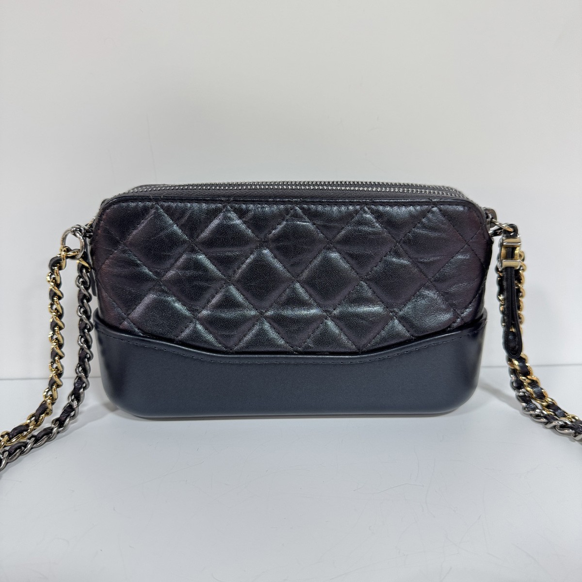 Chanel Gabrielle Camera Bag, Black Iridescent Goatskin Leather, Gold Hardware