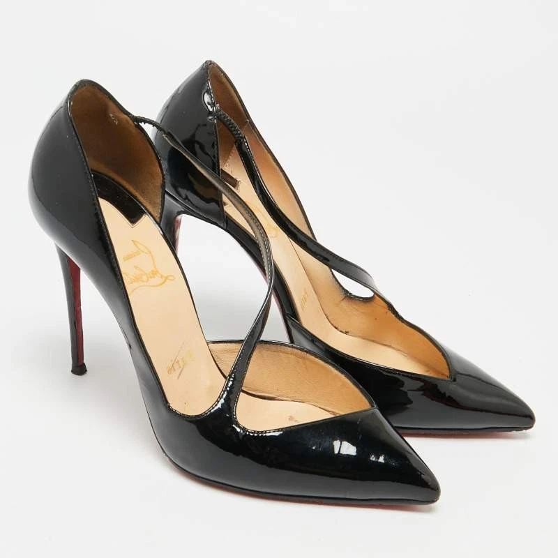 Escarpins Christian Louboutin Jumping taille 38 en cuir verni noir Dorsay - Photo 4/4