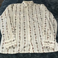 ELY Cattleman Mens Pearl Snap Floral Western Shirt Long Sleeve Size L