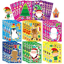 32 Sheets Christmas Stickers for Kids, Make Your Own Characters Mix and Match...